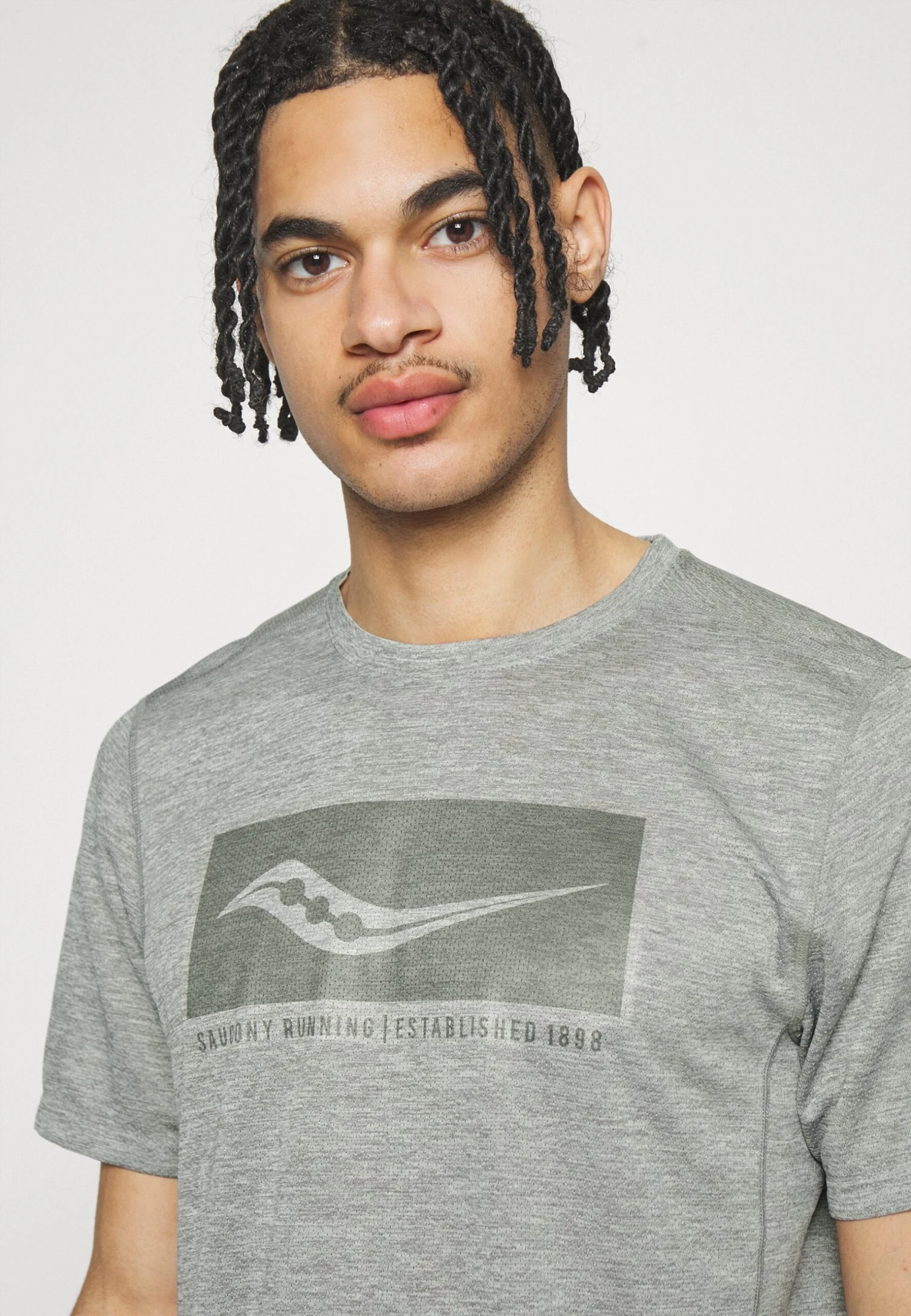 Saucony Stopwatch Graphic Short Sleeve - Sport T-Shirt - Light Grey Heather Graphic 8 Saucony Stopwatch Graphic Short Sleeve - Sport T-Shirt - Light Grey Heather Graphic - Afbeelding 6