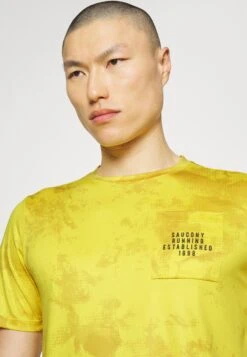 Saucony Explorer Short Sleeve - Sport T-Shirt - Yellow -Saucony 8d95b23fe04c44f3a36d1c71c6df114d