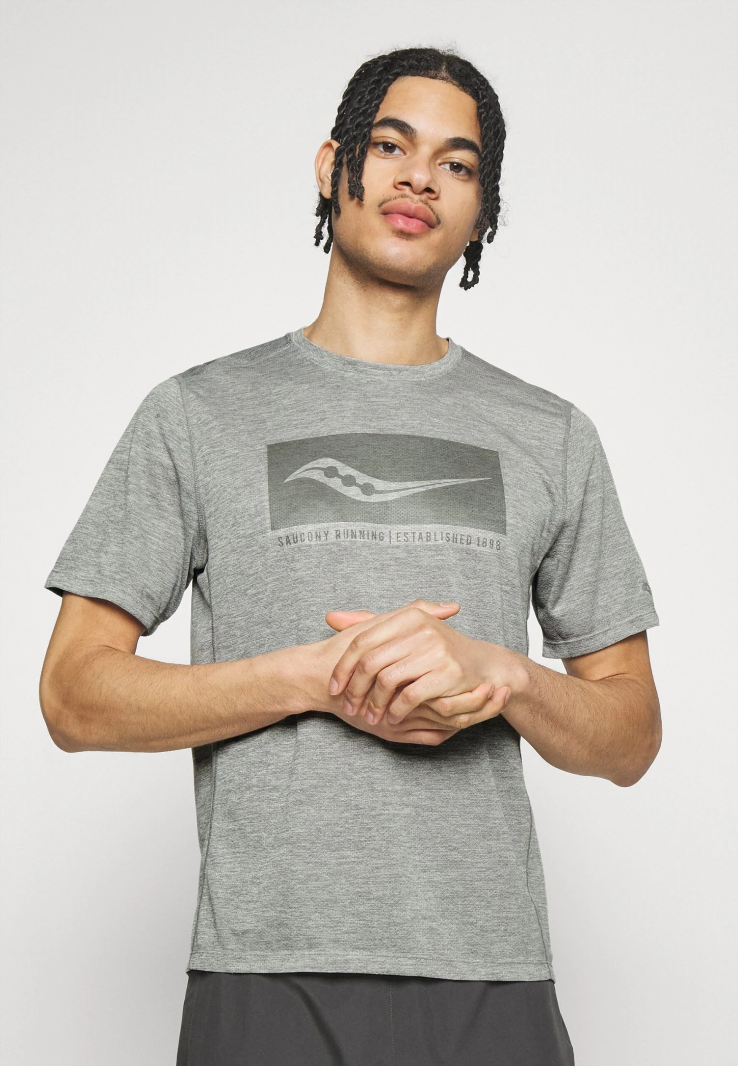 Saucony Stopwatch Graphic Short Sleeve - Sport T-Shirt - Light Grey Heather Graphic 6 Saucony Stopwatch Graphic Short Sleeve - Sport T-Shirt - Light Grey Heather Graphic - Afbeelding 4
