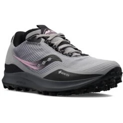 Saucony Peregrine 12 GTX Women's Trail Running Shoes - Alloy/quartz -Saucony saucony peregrine 12 gtx women s trail running shoes alloy quartz 5 1126847