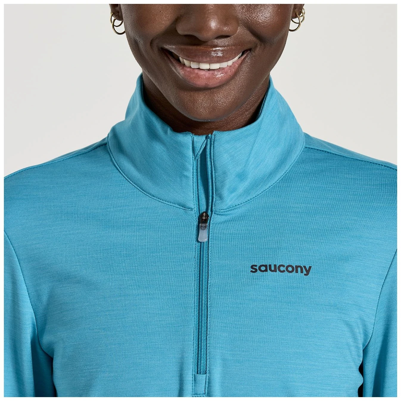 Saucony Solstice 1/4 Zip Women's Shirt - Turquoise Heather 5 Saucony Solstice 1/4 Zip Women's Shirt - Turquoise Heather - Afbeelding 3