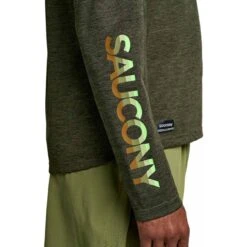 Saucony Stopwatch Graphic Shirt Met Lange Mouwen - Umbra Heather Graphic -Saucony saucony stopwatch graphic long sleeve shirt umbra heather graphic 14 1551939