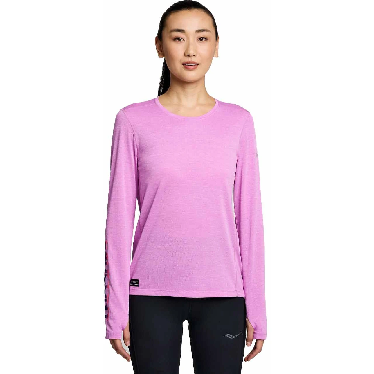 Saucony Stopwatch Graphic Dames Shirt Met Lange Mouwen - Grape Heather Graphic 3 Saucony Stopwatch Graphic Dames Shirt Met Lange Mouwen - Grape Heather Graphic