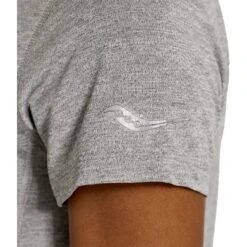 Saucony Stopwatch Graphic Dames Shirt Met Korte Mouwen - Light Grey Heather -Saucony saucony stopwatch graphic short sleeve shirt women light grey heather 6 1453408