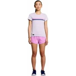 Saucony Stopwatch Graphic Dames Shirt Met Korte Mouwen - Mauve Graphic -Saucony saucony stopwatch graphic short sleeve women mauve graphic 3 1551960