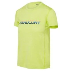 Saucony Stopwatch Women's Graphic Short Sleeve Shirt - Acid Lime Heather