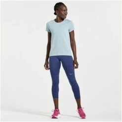 Saucony Stopwatch Women's Short Sleeve Shirt - Rainfall Heather -Saucony saucony stopwatch women s short sleeve shirt rainfall heather 1 1326348