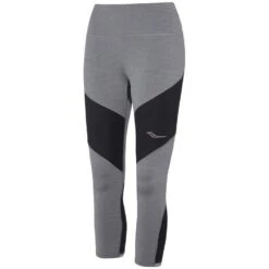 Saucony Time Trial Women's 3/4 Crop Tights - Dark Grey Heather