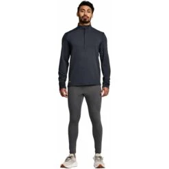 Saucony Triumph 3D 1/2 Zip Shirt Met Lange Mouwen - Zwart Heather -Saucony saucony triumph 3d 1 2 zip long sleeve shirt black heather 3 1551919